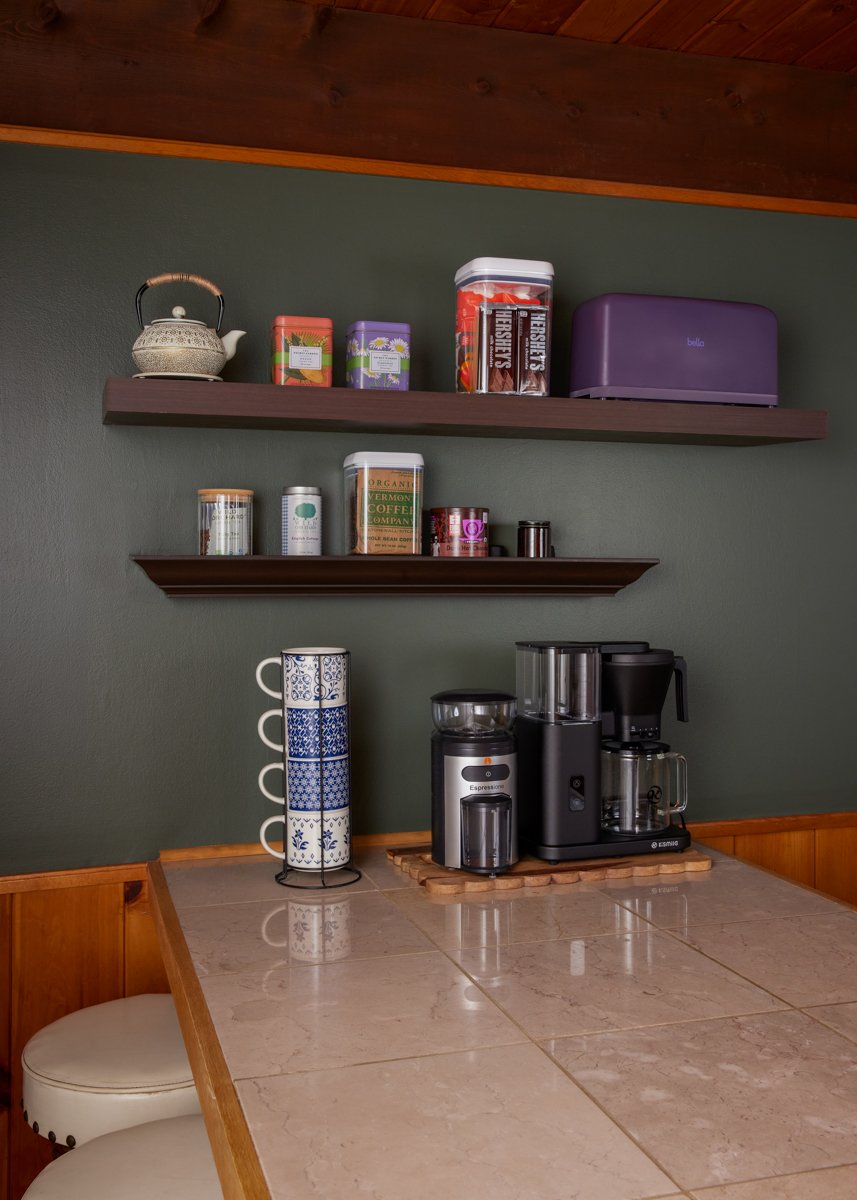 Coffee station at the Adirondack cabin, where a lot of the early host research and planning happened before any paid tool was added