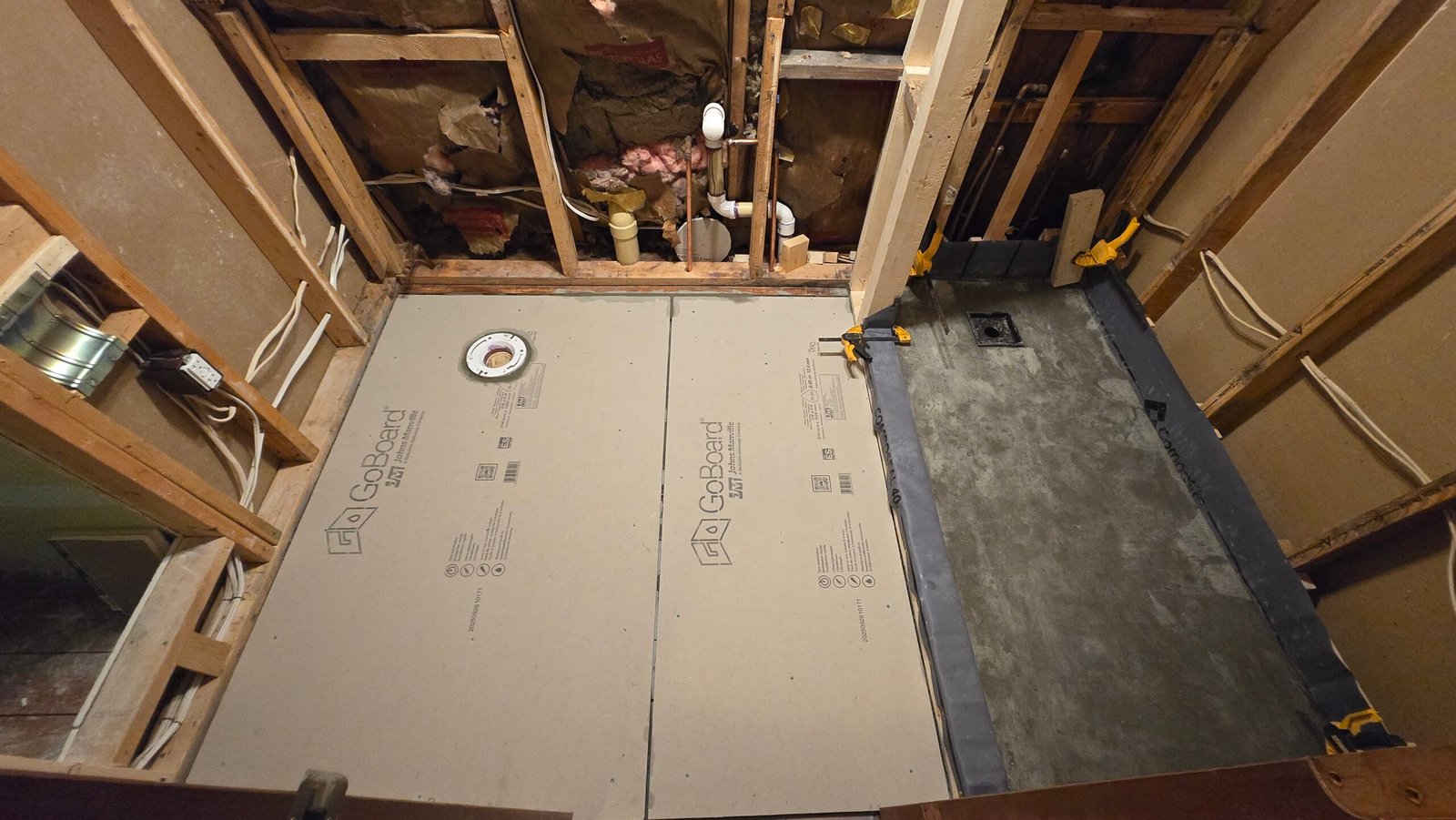 Jay bathroom renovation down to studs and subfloor